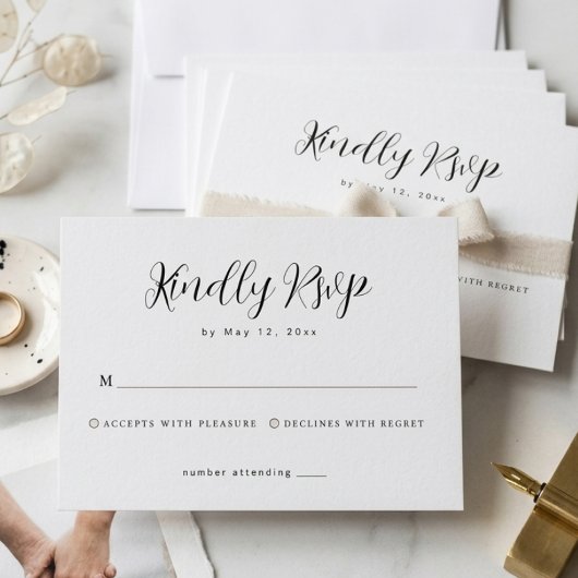 Minimalistische Huwelijks RSVP-reactiekaart RSVP Kaartje