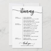 Minimalistische huwelijks-welkomstbrief en agenda kaart (Achterkant)
