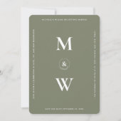 Minimalistische Huwelijksbudget Monogram Sage Mode Save The Date (Voorkant)