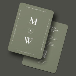 Minimalistische Huwelijksbudget Monogram Sage Mode Save The Date