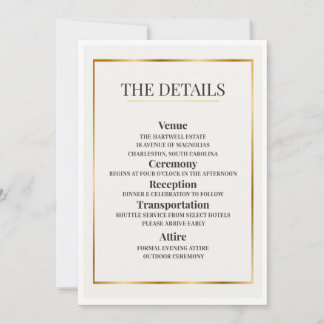 Minimalistische Huwelijksdetails Card – Gouden Ran Kaart