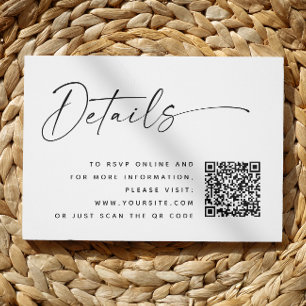 Minimalistische Huwelijksdetails met QR-code Mod Informatiekaartje