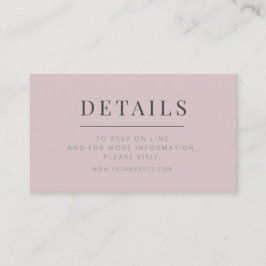 Minimalistische Huwelijksdetailskaart Dusky Rose Informatiekaartje