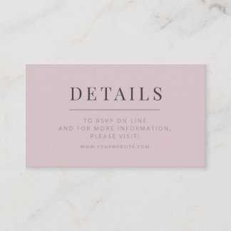Minimalistische Huwelijksdetailskaart Dusky Rose Informatiekaartje