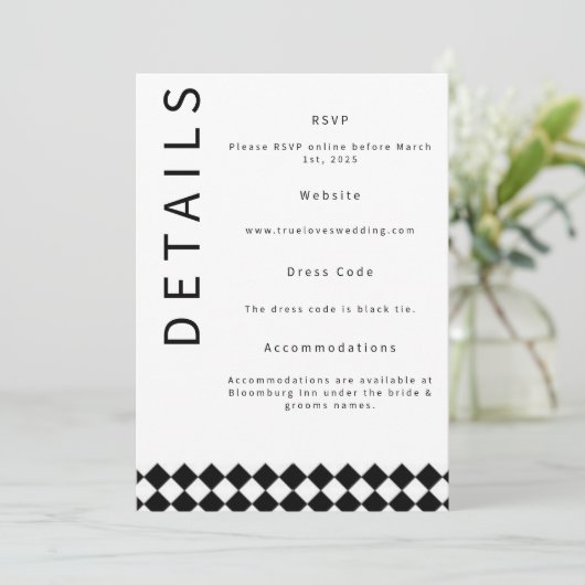 Minimalistische Huwelijksdetailskaart Kaart (Staand voorkant)
