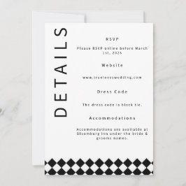 Minimalistische Huwelijksdetailskaart Kaart