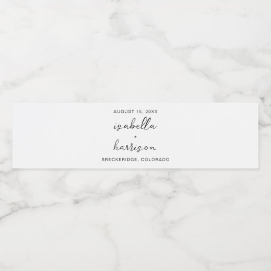 Minimalistische huwelijksfeest bruidsfeest verlovi waterfles etiket (Enkel label)