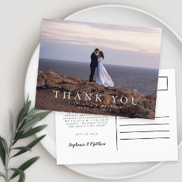 Minimalistische Huwelijksfoto Dankjewel Bericht Briefkaart