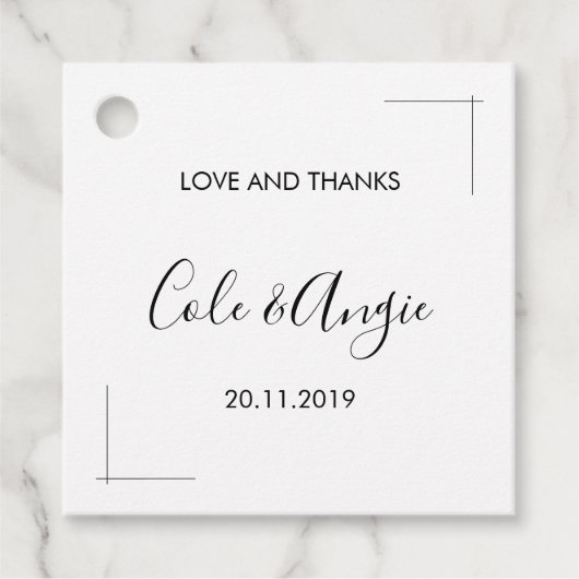 Minimalistische huwelijksgunst Labels met gekruist (Voorkant)