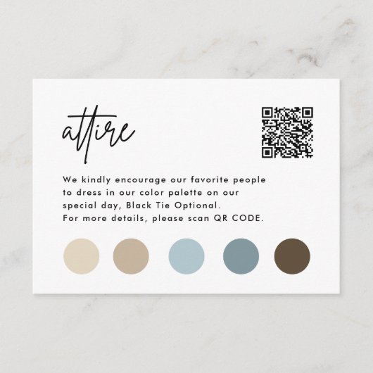 Minimalistische Huwelijkskleurpalet Kledingkaarten Informatiekaartje (Voorkant)