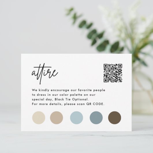 Minimalistische Huwelijkskleurpalet Kledingkaarten Informatiekaartje (Staand voorkant)