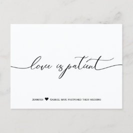 Minimalistische huwelijksliefde wordt geduldig uit aankondigingskaart