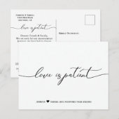 Minimalistische huwelijksliefde wordt geduldig uit aankondigingskaart (Voorkant / Achterkant)