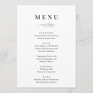 Minimalistische huwelijksmenu's van PAPER & LACE Menu