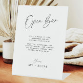 Minimalistische huwelijksreceptie moderne open bar reclamebord met voetstuk