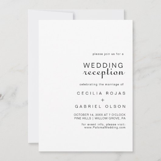 Minimalistische huwelijksreceptie uitnodiging (Voorkant)