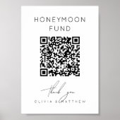 Minimalistische huwelijksreis fond + QR Code | Huw Poster (Voorkant)