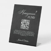 Minimalistische Huwelijksreis Fonds QR Code Reclamebord Met Voetstuk (Voorkant)