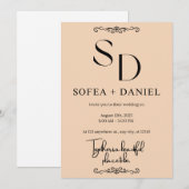 Minimalistische huwelijksuitnodiging | Bewerkbaar Kaart (Voorkant / Achterkant)