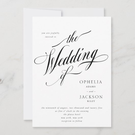 Minimalistische huwelijksuitnodiging - Classic Wed Kaart (Voorkant)