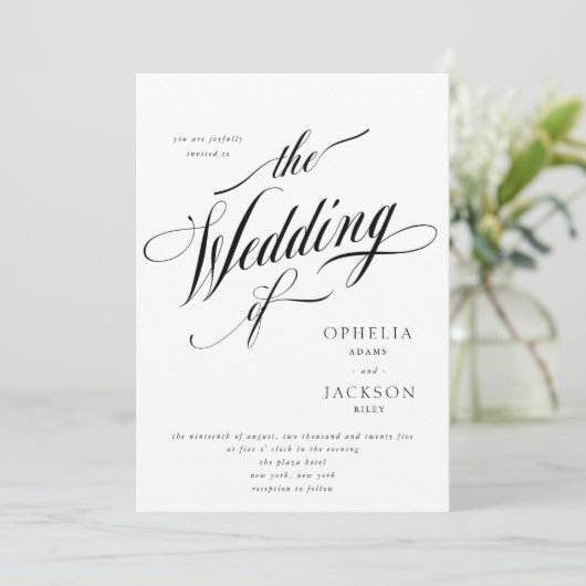 Minimalistische huwelijksuitnodiging - Classic Wed Kaart (Staand voorkant)