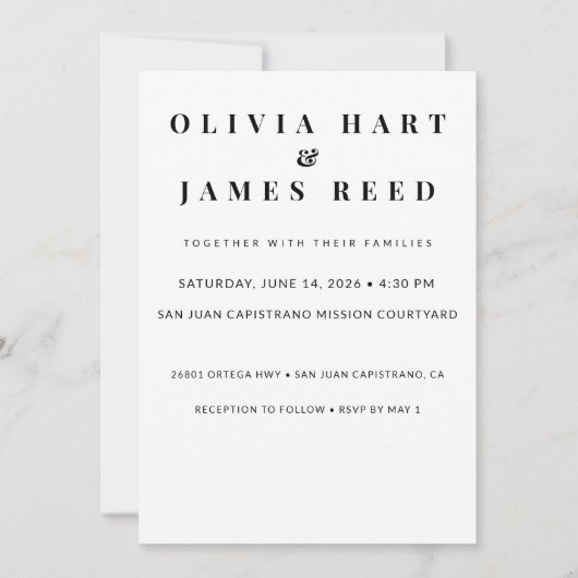 Minimalistische huwelijksuitnodiging - Elegante aa Kaart (Voorkant)