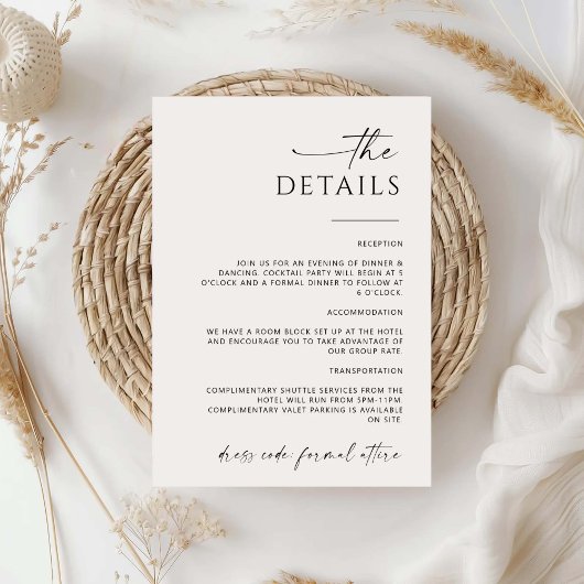 Minimalistische huwelijksuitnodiging en details Ka Kaart