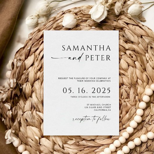 Minimalistische huwelijksuitnodiging en details Ka Kaart