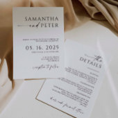 Minimalistische huwelijksuitnodiging en details Ka Kaart