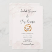 Minimalistische huwelijksuitnodiging in het Spaans Kaart (Voorkant / Achterkant)