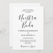 Minimalistische huwelijksuitnodiging in het Spaans Kaart (Voorkant / Achterkant)