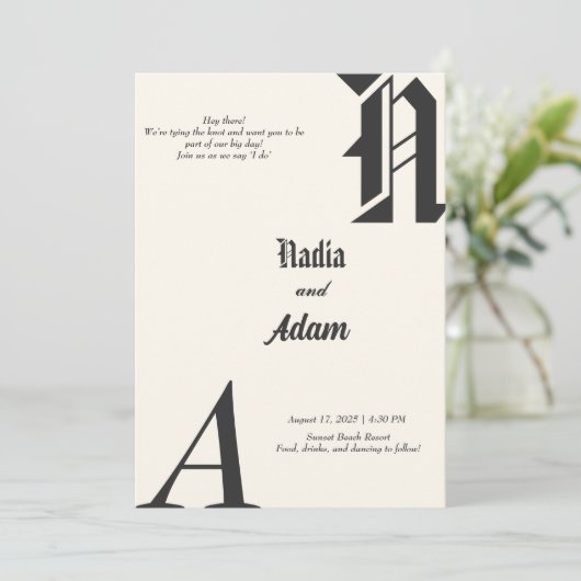 Minimalistische huwelijksuitnodiging Kaart (Staand voorkant)