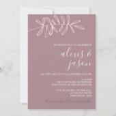 Minimalistische huwelijksuitnodiging - Mauve Flora Kaart (Voorkant)