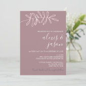 Minimalistische huwelijksuitnodiging - Mauve Flora Kaart (Staand voorkant)