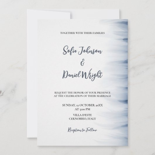 Minimalistische huwelijksuitnodiging met inktaccen kaart (Voorkant)