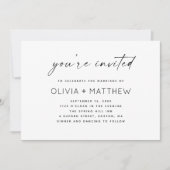 Minimalistische Huwelijksuitnodiging met Script -  Kaart (Voorkant)