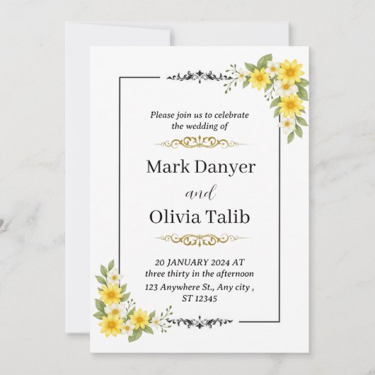 Minimalistische huwelijksuitnodiging - modern, een kaart (Voorkant)