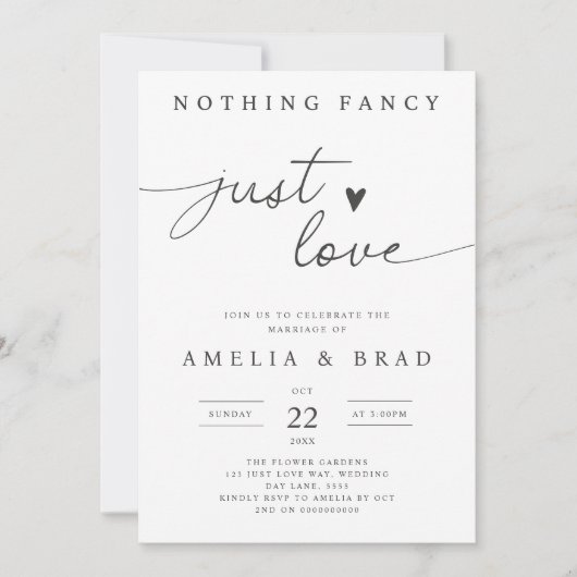 Minimalistische huwelijksuitnodiging, niets Fancy  Kaart (Voorkant)