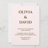 Minimalistische huwelijksuitnodiging | Zachte blos Kaart (Voorkant)