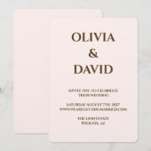 Minimalistische huwelijksuitnodiging | Zachte blos Kaart (Voorkant / Achterkant)