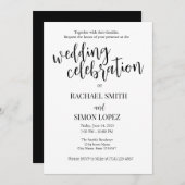 Minimalistische huwelijksuitnodiging - zwart en wi kaart (Voorkant / Achterkant)