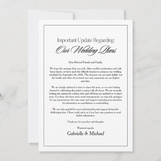 Minimalistische Huwelijksupdate Aankondigingskaart Kaart (Voorkant)