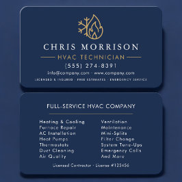Minimalistische HVAC Navy Blau Goud Modern Visitekaartje