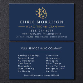 Minimalistische HVAC Navy Blauwe Gouden Moderne Visitekaartje