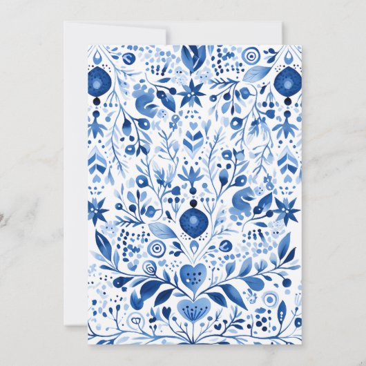 Minimalistische Hygge Blauwe Kerst Witte Olifant Kaart (Achterkant)