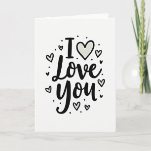 Minimalistische 'I Love You' grijze hartenkaart Kaart