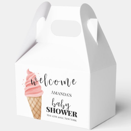 Minimalistische Ice Cream Scoop Baby shower Welkom Bedankdoosjes (Voorkant)