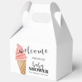 Minimalistische Ice Cream Scoop Baby shower Welkom Bedankdoosjes (Achterkant)