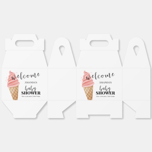 Minimalistische Ice Cream Scoop Baby shower Welkom Bedankdoosjes (Ongevouwen)