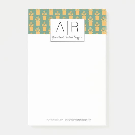 Minimalistische Iconische Bloemige Initiaal Post-it® Notes (Voorkant)